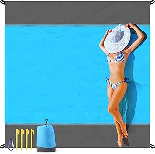EASYFUN Beach Blanket Sandproof Oversized, 79''×83'' Extra Large Beach Mat, Portable Picnic Mat for Travel Camping Hiking, Lightweight Beach Essentials Family Water Resistant Mat