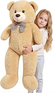 47 Inch Giant Brown Big Teddy Bear, Life Size Stuffed Animals, 4 Feet Light Brown Large Plush Toy for All Ages Kids, Girlfriend Boyfriend, Great Gift Idea for Birthday & Party Decorations