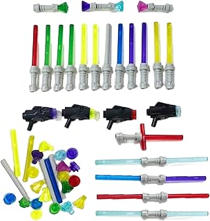 Light Saber & Blaster Weapons Pack, 75+ Mini Accessories for Lego Minifigures, Star Wars Building Set, Compatible with Major Brands, Includes Swords, Sabers, Guns for Kids & Adults Ages 6+