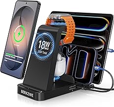 Wireless Charger for Samsung: 5 in 1 Samsung Wireless Charging Station for Galaxy S26 Ultra/S25/S24, Charger Stand for Galaxy Watch8/7/6/5/4, Charging Dock Stand for Android Multiple Devices, Black