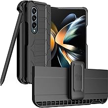 Case with Clip and S Pen Slot for Galaxy Z Fold 4 5G, Tactical Cover and Custom Belt Hip Holster Holder View Stand Combo for Samsung Z Fold4 Phone (SM-F936U, 2022) - Matte Black