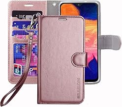 Galaxy A10E Wallet Case, Premium PU Leather Flip Cover with Card Slots & Kickstand - Rose Gold