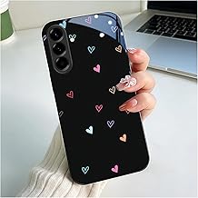 Branwen for Samsung Galaxy A36 Case 6.7 inch Pastel Mini Heart & Black Pattern, Glossy Smooth Hard Finish case, Minimalist & Playful & Vibrant Style, Aesthetic Fans, Back to School Gift