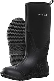 Women's Rain Boots, Knee High Rubber Boots Waterproof Insulated Neoprene Mud Boots, Anti-Slip Outdoor Work Boots for Hunting Gardening Farming Yard Working, Size 6-11