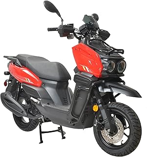 HHH Tank 150 Moped Gas 150cc Scooter 150cc Motorcycle Automatic Adult Bike with 12" Aluminum Wheels (Red)