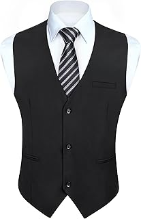 Mens Suit Vest Business Formal Dress Vests for Men Solid Color Casual Wedding Tuxedo Party Waistcoat