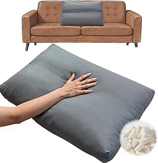 Shredded Foam Sofa Back Cushions Replacement Soft Couch Pillow Insert Foam&Polyester Fiberfill with Removable Pillowcase for Couch Sofa Bed(31.4 * 18 * 5in)
