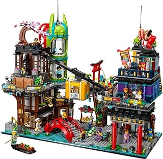 NINJAGO City Markets 71799 Building Set – Modular City Expansion with 21 Minifigures, Detailed Shops & Apartments, Collectible Display Model for Ages 14+