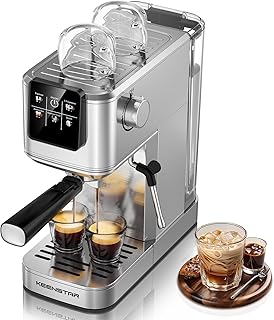20Bar Espresso Machine with Rapid Cold Brew, Hot & Iced Coffee Makers, Stainless Steel Espresso Maker with Milk Frother Steam Wand, Touch Screen with Water Tank for Latte, Cappuccino, Gift
