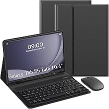 Keyboard Case for Samsung Galaxy Tab S6 Lite 10.4" 2024, Galaxy Tab S6 Lite Tablet Case with Pen Slot Detachable Folio Keyboard Cover with Mouse (SM-P620/P625/P610/P613/P615/P619), Black