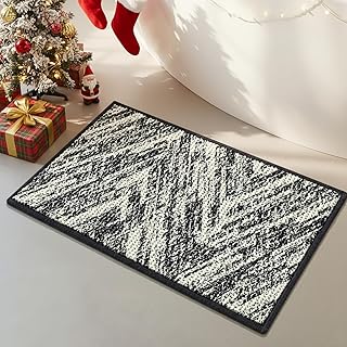 Woven Bath Mat, Modern Bathroom Rug Non-Slip, Washable, Ultra-Absorbent, Quick-Drying Minimalist Bathroom Decor(Black, 32"x20")