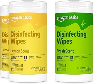 Disinfecting Wipes, Lemon & Fresh Scent, Sanitizes, Cleans, Disinfects & Deodorizes, 255 Count (3 Packs of 85), Packaging May Vary