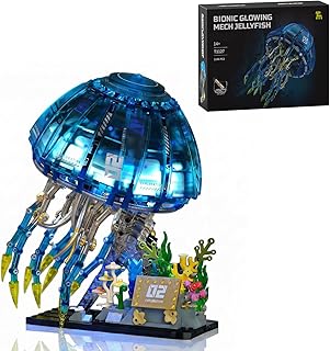 Mechanical Ocean Jellyfish Building Sets for Adults, Cyberpunk Sea Animals with LED Lights & Stand, Aquarium Fish Tank Decor, Creative Set (1146 PCS)