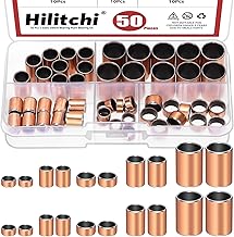 Hilitchi 50PCS 5 Sizes Sleeve Bearing Plain Bearings Wrapped Oil-Less Bushings Self-Lubricating Sintered Bronze Bushings for Machine Shaft Use