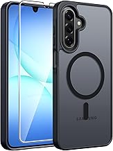 FNTCASE for Galaxy A17/A16 5G Phone Case: for Samsung A17 Cases [Compatible with Magsafe] [Screen Protector] Matte Translucent Military Grade Protection for Samsung A 17 & A 16 4G Cover - Black