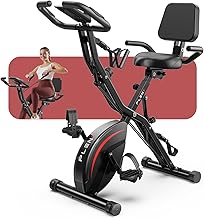 Folding Exercise Bike, 5 IN 1 Stationary Bikes for Home 6.6 LBS Flywheel, 330LB Weight Capacity Back Support Cushion Indoor Workout Cycling Bike for Home Gym