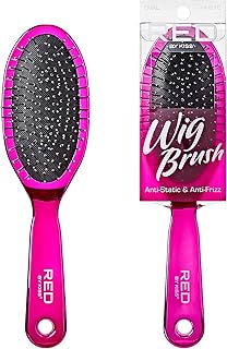 RED by Kiss Wig Brush - Anti-Static & Anti-Frizz, Stainless Steel Bristles for Easy Detangling and Smooth Styling, No Snag with Knot-Free Oval Design