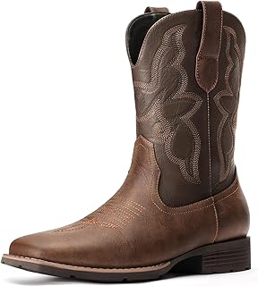 Cowboy Boots For Men - Western Boot Men's Cowboy Boots With Square Toe | Cowboy Western Boot | Pull-on Boots| Old West Style Embroidered