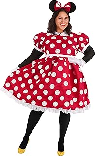 Disneys Adult Minnie Mouse Costume for Women, Minnie Polka Dotted Halloween Dress, Minnie Mouse Ears for Dressup