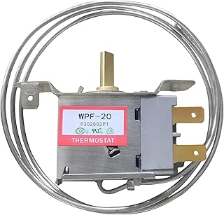Universal Freezer Thermostat WPF-20, Mini Fridge Thermostat, Temperature Control Repair Parts, Compatible with WPF16, WPF18, WPF22, WPF24, WPF30, Stainless Steel Shell