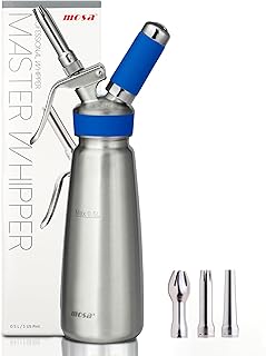 MOSA Professional 1 Pint (500mL) Blue Stainless Steel Whipped Cream Dispenser, 3-in-1 Cream Whipper, Nitro Cold Brew Maker & Soda Siphon, Fits 8g N2O, 2g N2 & 8g CO2 Chargers, NSF Certified