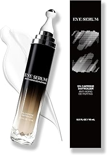 Eye Cream with 360° Roller, Anti Aging Treatment for Wrinkles & Fine Lines, Caffeine Under Eye Serum for Dark Circles & Puffiness, Retinol Peptides, 0.5 fl oz