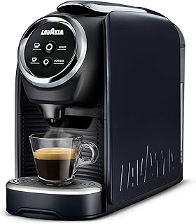 BLUE Classy Mini Single Serve Espresso Coffee Machine LB 300, 5.3" x 13" x 10.2" 2 Coffee selections: simple touch controls, 1 programmable free dose and 1 pre-set