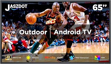 65'' Outdoor TV 4K UHD Smart Television, 2500 Nits Ultra Bright All-Weather TV, IP55 Android TV with Dolby Atmos, WiFi & Bluetooth, Screen Mirroring, HDMI for Patio Backyard