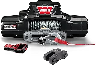 Warn Zeon 12-S Platinum 12V Electrical Utility Winch with 80 ft of 3/8 in Spydura Synthetic Rope & 12,000 lbs. - Includes Wireless Remote and Epic Dual Pin "H" Shape Shackle Hyperlink (95960)