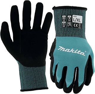 Unisex FitknitÂ T 04123 FitKnit Cut Level 1 Nitrile Coated Dipped Gloves Large X Large, Teal/Black, Large X-Large US