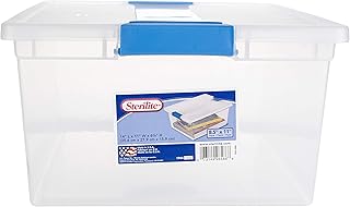 Sterilite Deep Clip Box, Stackable Small Storage Bin with Latching Lid, Plastic Container to Organize Paper, Office, Home, Clear Base and Lid, 1-Pack
