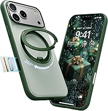 TORRAS 360 Magnetic Stand for iPhone 17 Pro Max Case, [Fit for MagSafe] [4X Military-Grade Protection] Slim Case for iPhone 17 Pro Max, 6.9", Translucent Pine Green, Ostand O3 Fitness Series