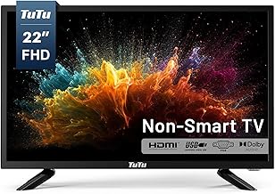 TuTu 22 Inch FHD TV, 2K LED Small Flat Screen Non-Smart Television, Works with Apple TV, Fire Stick, Roku, Google, TiVo, Xumo, and Streaming Devices
