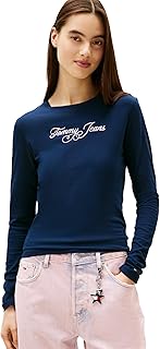 Women's Long Sleeve Cotton Graphic T-Shirts with Printed Script Logo