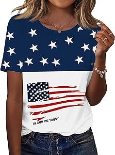 Women's Tops Summer Short Sleeve Crew Neck Shirts Dressy Casual Blouses for Women S-3XL