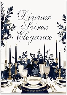 Elegant Dining Room Poster Print - Dinner Soiree Elegance - 13x19 - Opulent Table Setting Art