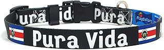 Dog Collar | Pura Vida | Great for Costa Rica Pride Events | Made in USA | Quick-Release Buckle or Martingale Style | for Medium Dogs