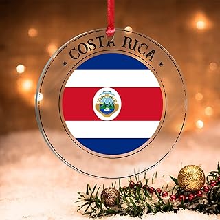 Costa Rica Tree Decoration Ornament Costa Rica Flag Novelty Acrylic Christmas Tree Decoration Ornament National Flag Country Souvenir Xmas Hanging Christmas Party Supplies