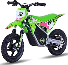 OLALA 36V Electric Dirt Bike for Kids 3-6, 250W Brushless Motor with 3-Speed Control, 15.5 MPH Max Speed, 12" Off-Road Tires Motorcycle, for Boys & Girls, Green