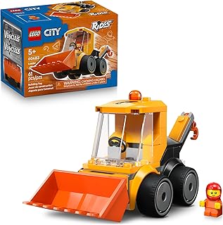 City Rides – Construction Loader Building Toy for Kids - Pretend Play Set for Boys & Girls, Ages 5+ - Construction Toy W/Backhoe, Loader Bucket, & Minifigure - Gift Idea for Birthdays - 60483