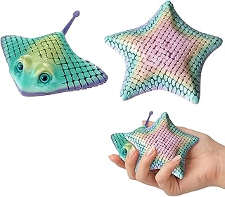 3D Printed Fidget Sea Creatures, Articulated Starfish for Stress Relief and Sensory Stimulation, Flexible 3D Printed Ray and Starfish for Desk Decoration, Perfect for Holiday, Birthday Gifts