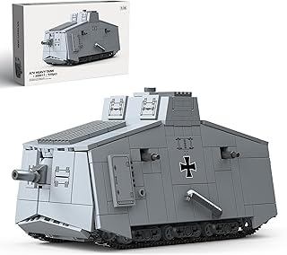 WW1 A7V Heavy Tank Building Sets, German Army Military Vehicles Collectible Model for Adults Enthusiasts - 920PCS