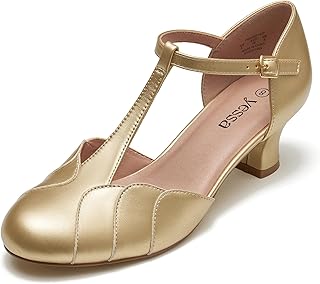 Character Shoes 2" Dance Shoes for Women T-Strap 1920s Flapper Shoes for Ballroom Latin Salsa Folklorico Flamenco Tango Swing Wedding