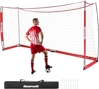 Bearwill Soccer Goal, 12X6FT Soccer Net Easy Setup, Portable Soccer Goals for Backyard with Upgraded Collapsible Metal Base, Outdoor Indoor Soccer Goal Net for Practice with Carry Bag