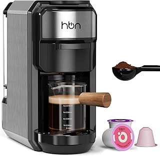 HBN 3-in-1 for Nespresso Capsule & K-Cup Pods & Ground Coffee Multi Coffee Maker Single Serve, 19Bar Programmable One-Touch Brewing Espresso Machine, 20oz Removable Water Tank, 1450W Fast Heat
