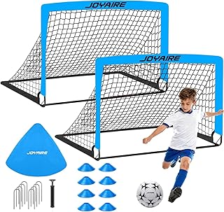 Pro-Grade Kids Backyard Soccer Goal, Tear-Resistant 5-Layer Polyester Soccer Net & 10mm Poles for Maximum Durability, 4x3ft/6x4ft/7x5ft, Pop Up Portable Soccer Training Equipment Set with Size 4 Ball