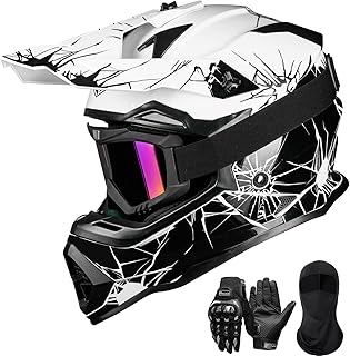 ILM Adult Dirt Bike Helmets Men Women Motocross ATV Off Road Helmet with Goggles Gloves Mask DOT Model WS901