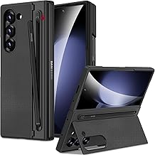 Miimall for Samsung Galaxy Z Fold 5 Case with Pen & Pen Holder [Built-in Clear Screen Protector & Invisible Stand] [Military Grade Drop] Slim Thin Protective Galaxy Fold 5 Case, Black