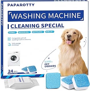 Washing Machine Cleaner Tablets - 24 Pack (12 Month Supply) | HE Compatible for Top & Front Load Washers | Pet-Safe Formula Eliminates Odors, Lint & Detergent Buildup