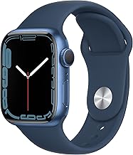 Apple Watch Series 7 (GPS, 41mm) Blue Aluminum Case with Abyss Blue Sport Band, Regular (Renewed)